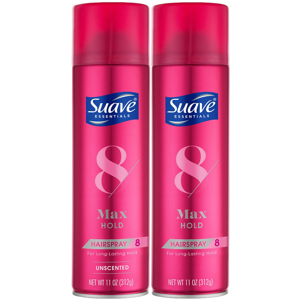 Suave Max Hold Hairspray 2-Pack – Unscented & Scented, 11 oz Each