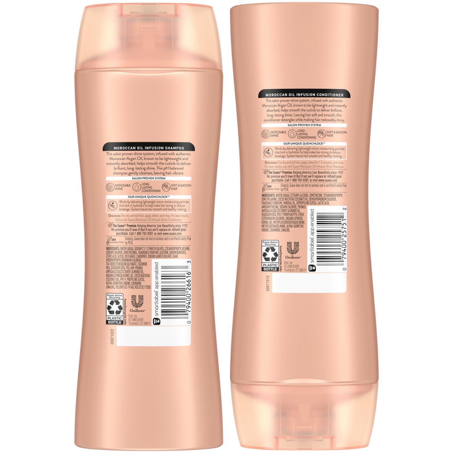 Suave Moroccan Oil Infusion Shampoo & Conditioner Set – Argan Oil for Dry, Damaged Hair, Shine & Healthy Locks | 12.6 oz (2 Pieces)