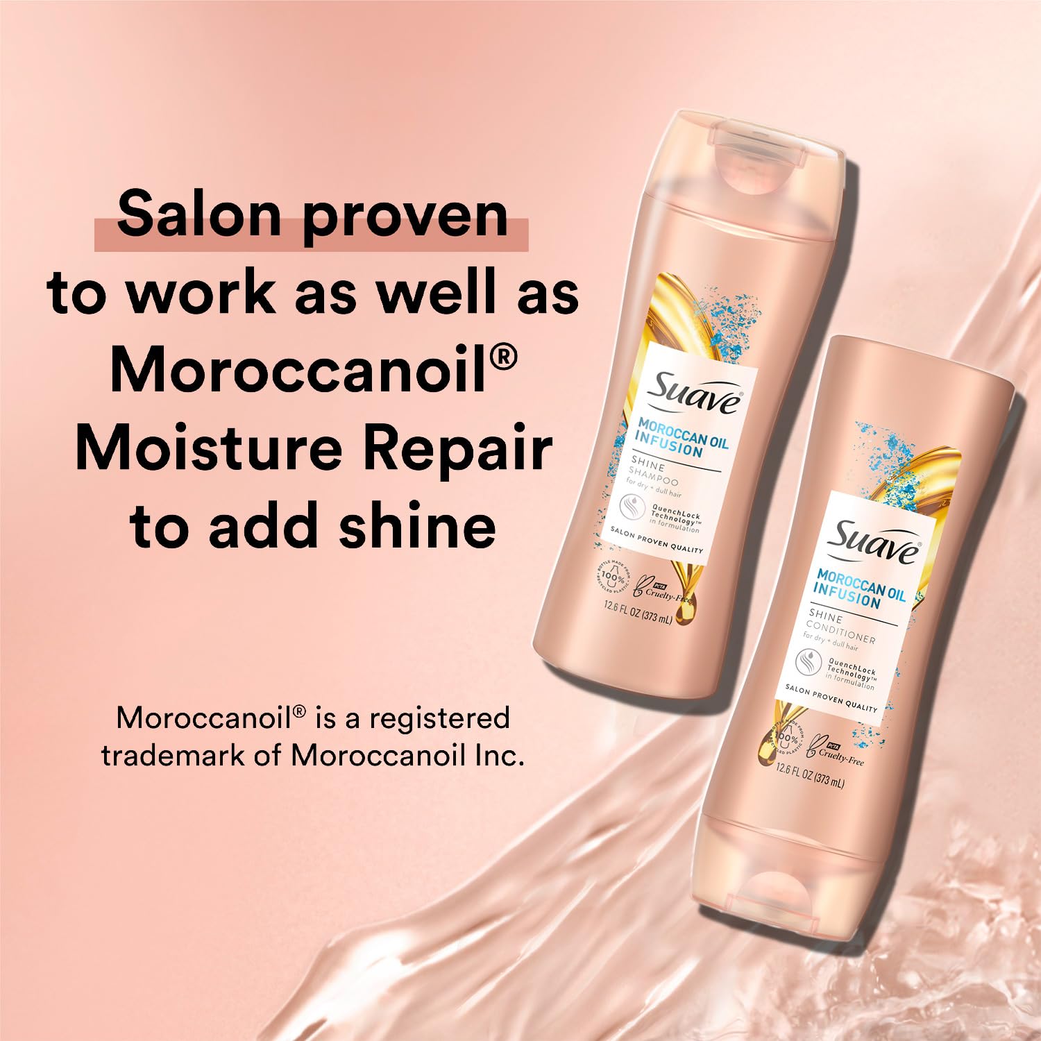 Suave Moroccan Oil Infusion Shampoo & Conditioner Set – Argan Oil for Dry, Damaged Hair, Shine & Healthy Locks | 12.6 oz (2 Pieces)