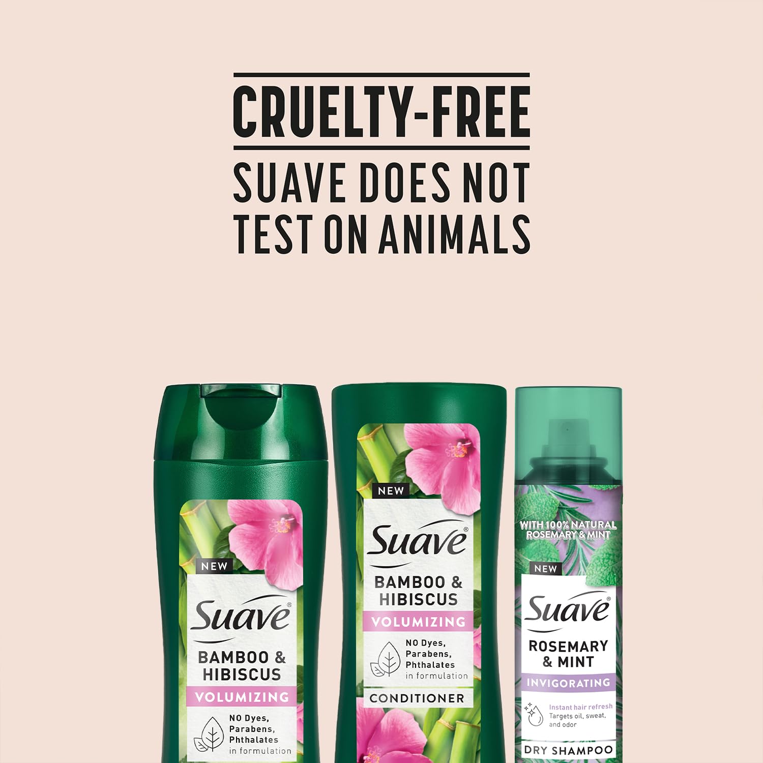Suave Bamboo & Hibiscus Volumizing Shampoo & Conditioner Set + Rosemary Mint Dry Shampoo