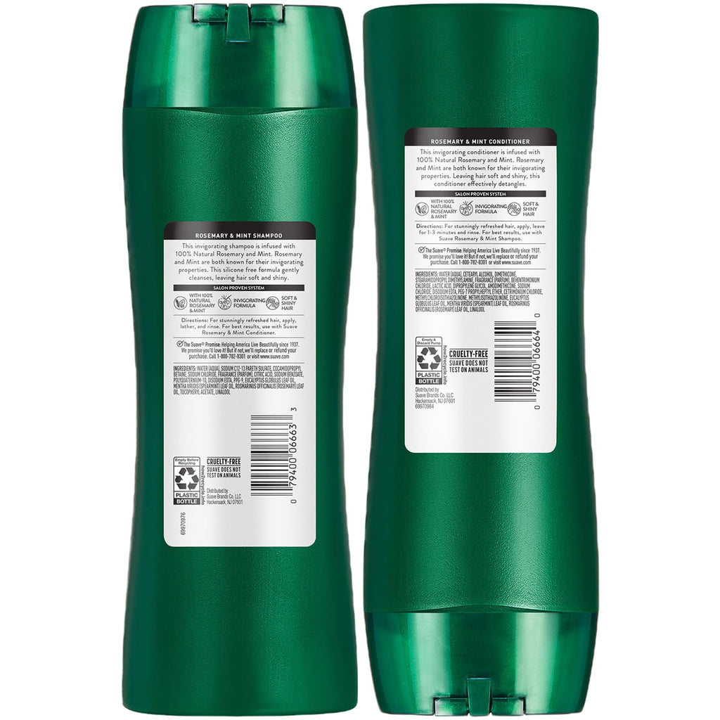 Suave Rosemary & Mint Shampoo & Conditioner Set – Invigorating 2-Piece, 12.6 oz Each