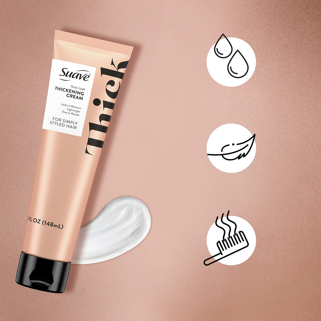 Suave Simply Styled Thickening Hair Cream – Heat Protectant & Styling, 5 oz