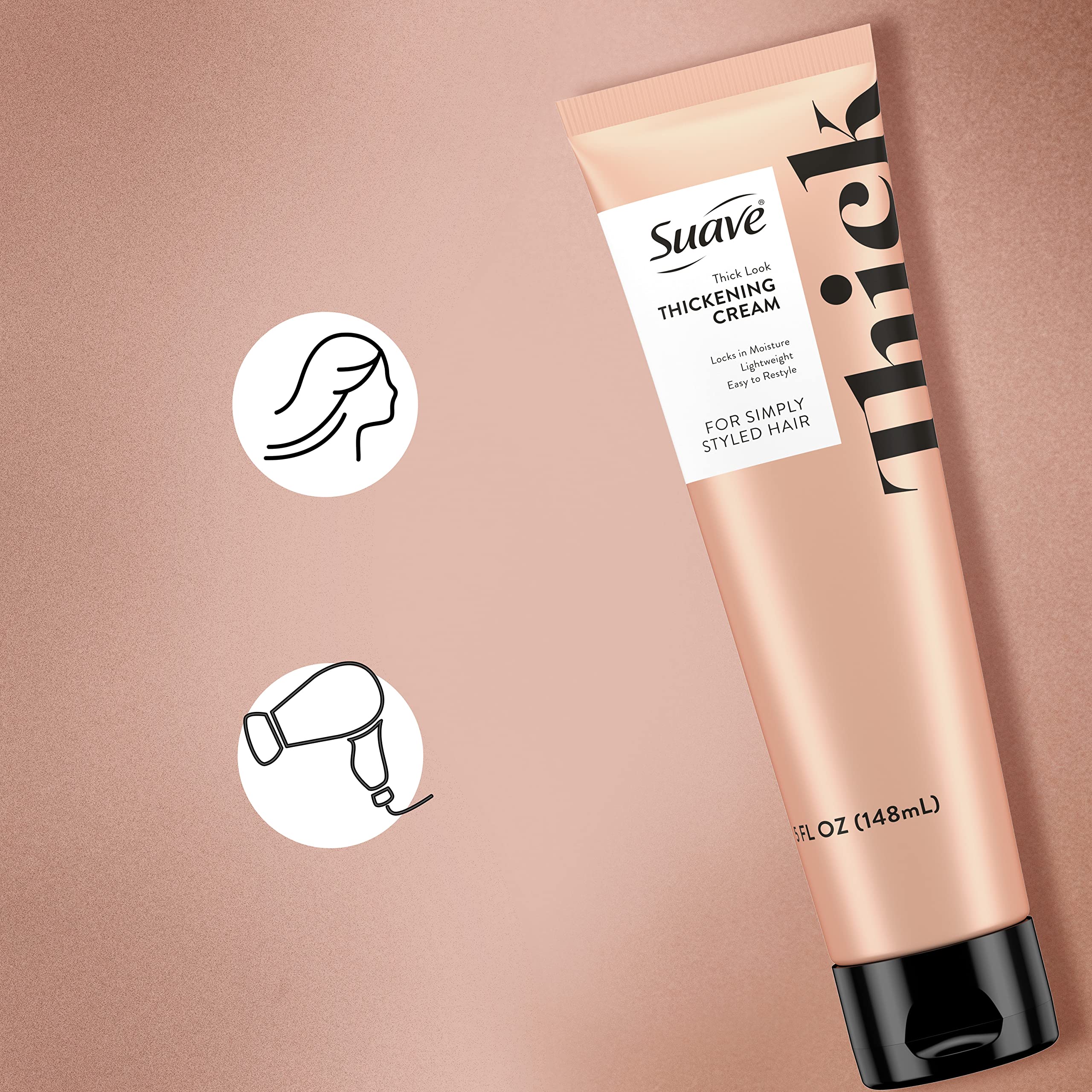 Suave Simply Styled Thickening Hair Cream – Heat Protectant & Styling, 5 oz