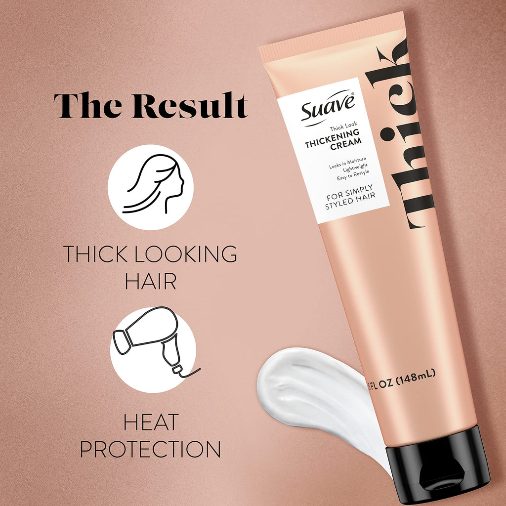 Suave Simply Styled Thickening Hair Cream – Heat Protectant & Styling, 5 oz