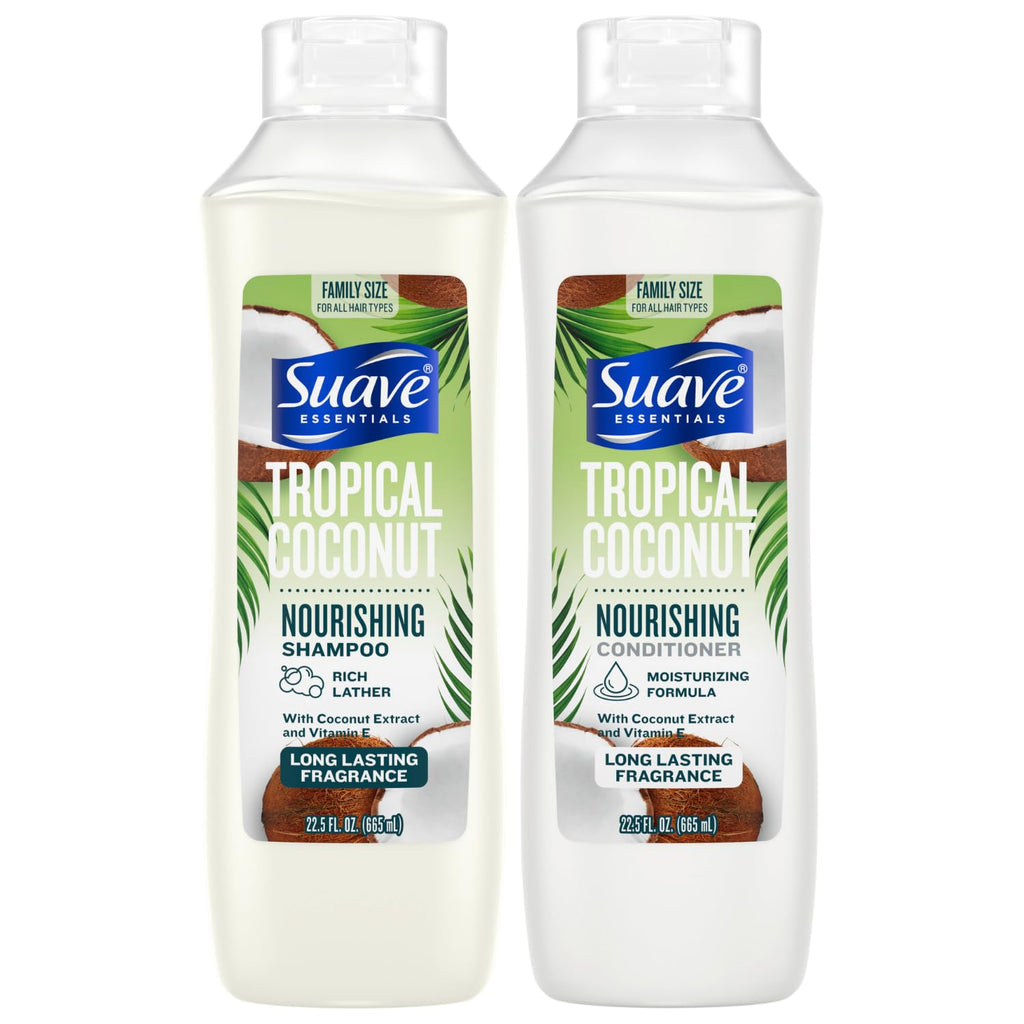Suave Shampoo & Conditioner Set, Tropical Coconut – Nourishing Formula with Coconut Extract & Vitamin E (22.5 oz each, 2‑Piece Set)