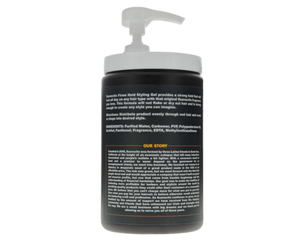 Suavecito Firme Hold Styling Gel 32 oz Pump – Strong, Alcohol-Free, High Shine, Original Scent, All Hair Types