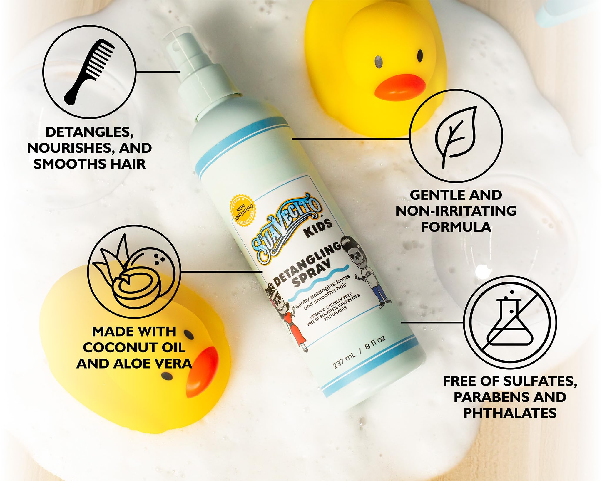 Suavecito Kid's Detangling Spray – Plant-Based, Calming Chamomile, Cruelty-Free 8 oz