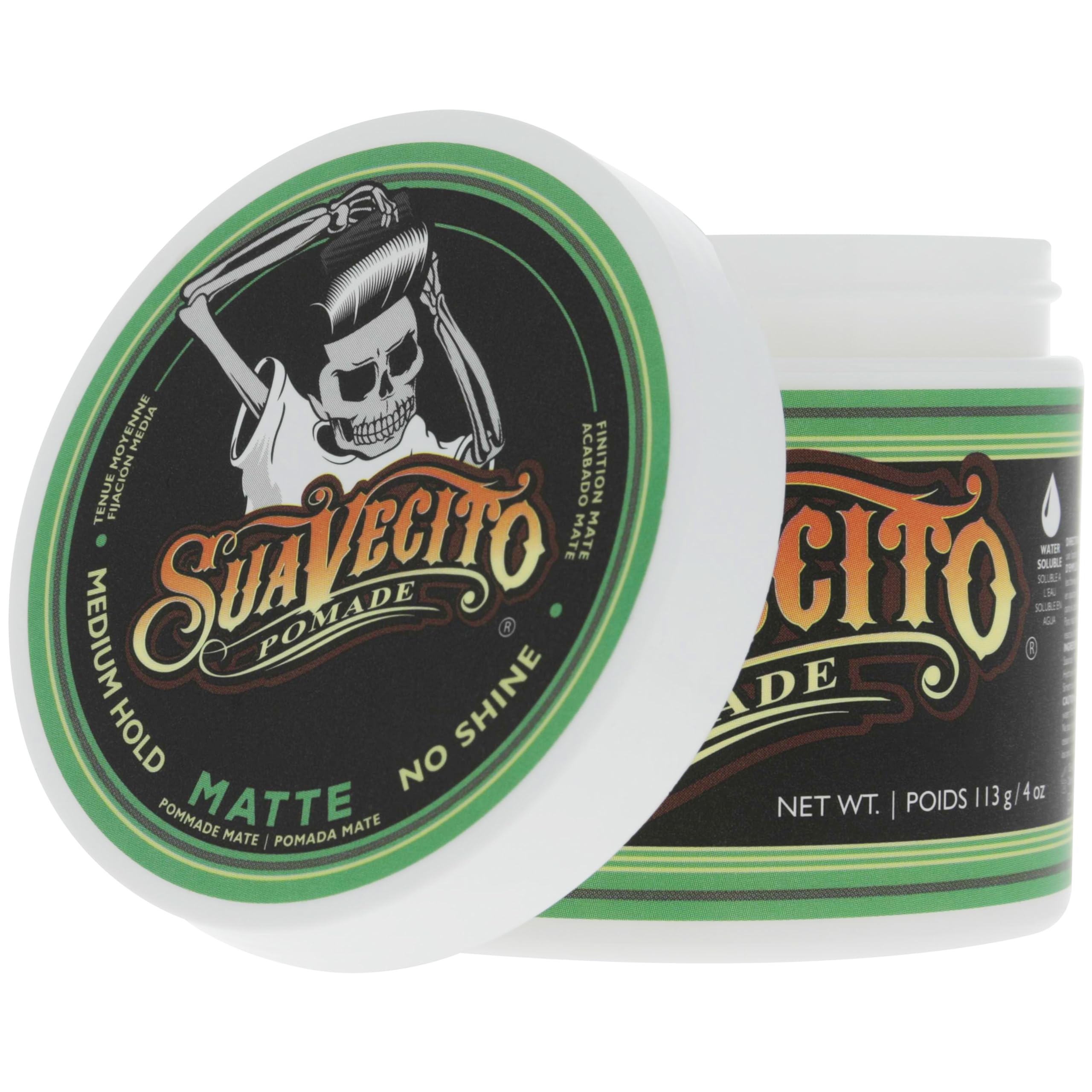 Suavecito Matte Pomade – Shine-Free Matte Finish, Medium Hold, 4 oz