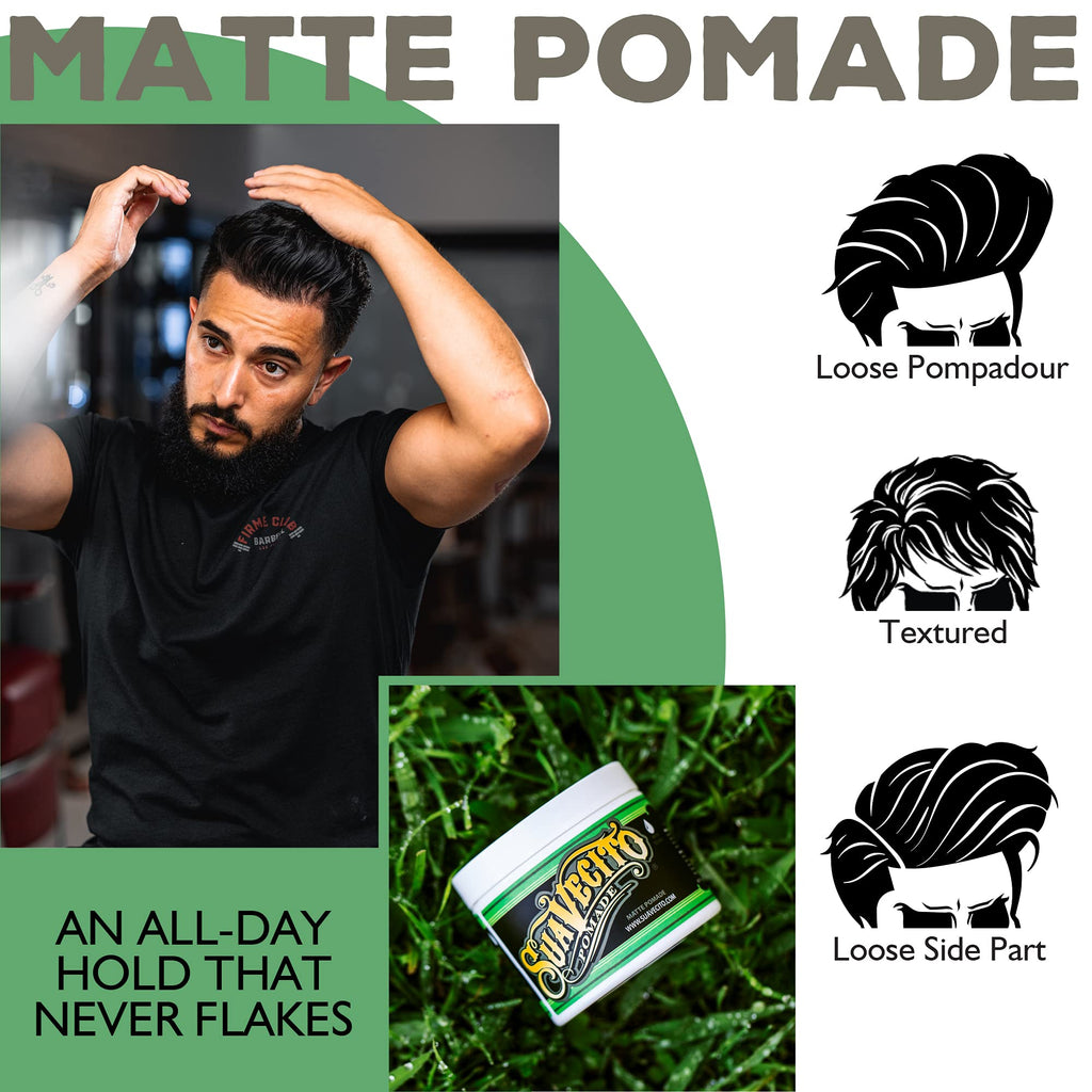 Suavecito Matte Pomade – Shine-Free, Water-Soluble, 5 oz | Medium Hold for Natural Texture