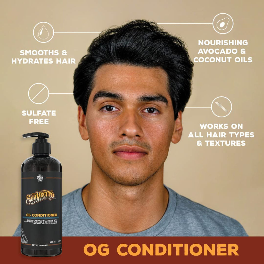 Suavecito Hair & Body Essentials Bundle | Firme Clay Pomade, Body Soap, Hydrating Shampoo & Nourishing Conditioner