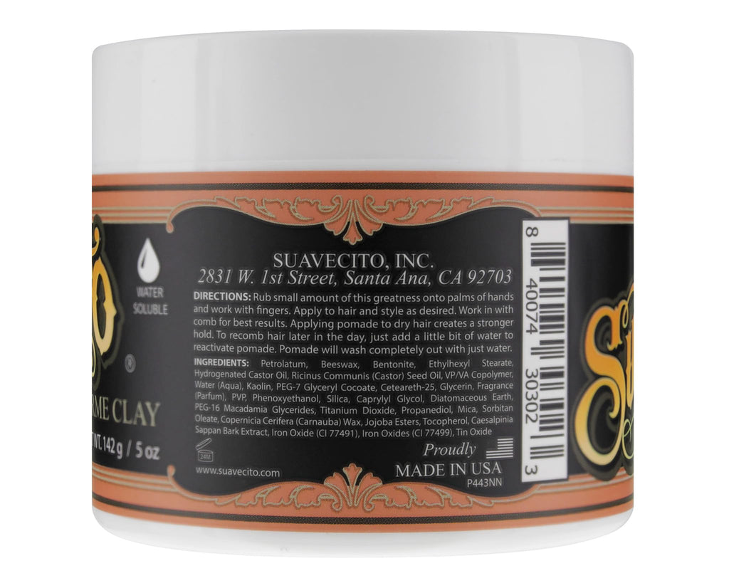 Suavecito Pomade Firme Clay 5 oz | Strong Hold, Matte Finish, Natural Texture
