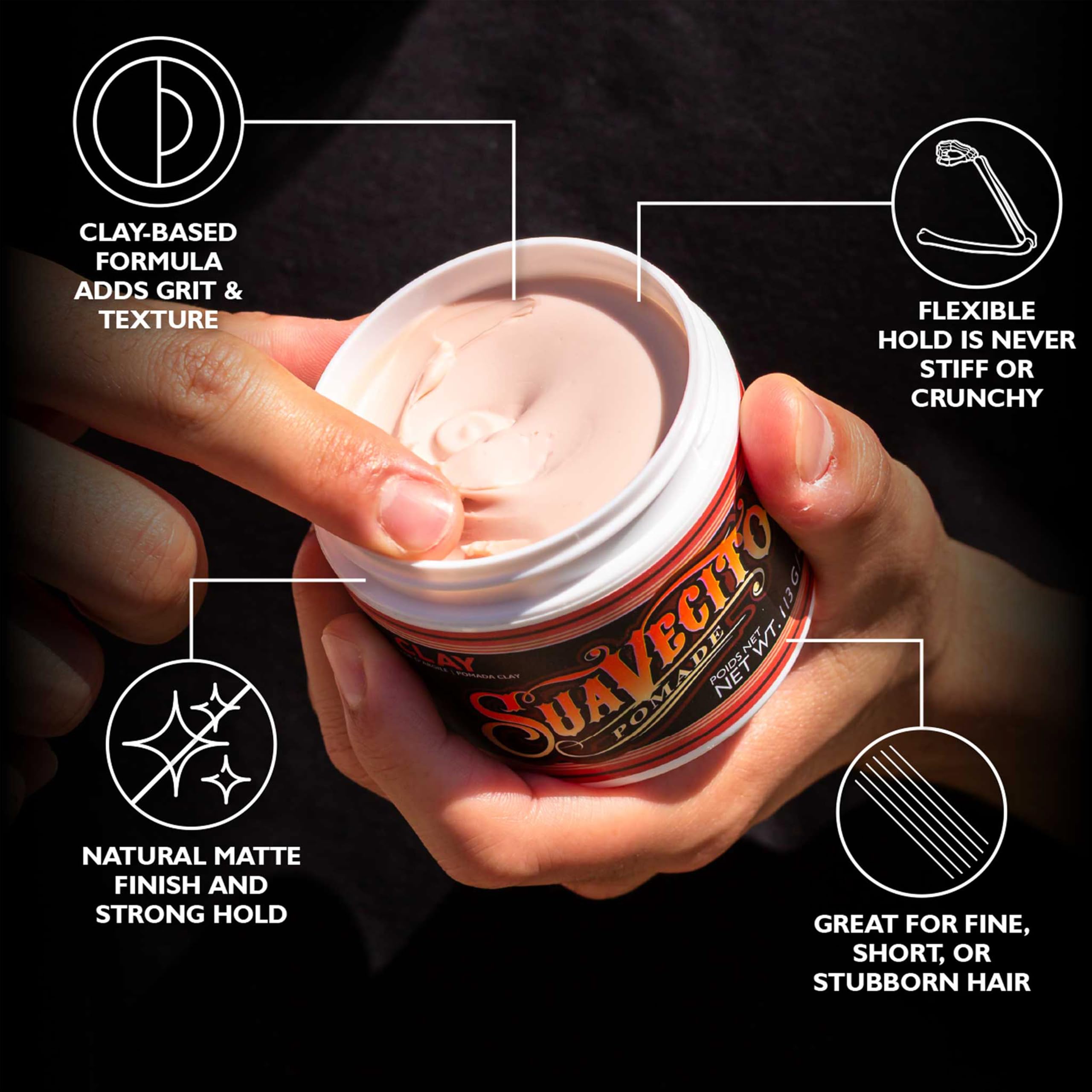 Suavecito Pomade Firme Clay – Strong Hold Matte Hair Clay for Men (Pack of 2, 4 oz each)
