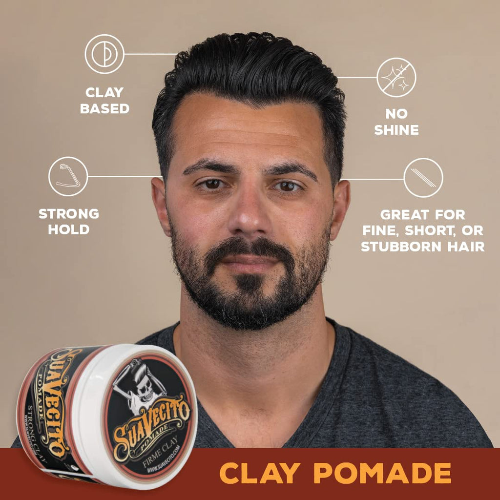 Suavecito Pomade Firme Clay 5 oz | Strong Hold, Matte Finish, Natural Texture