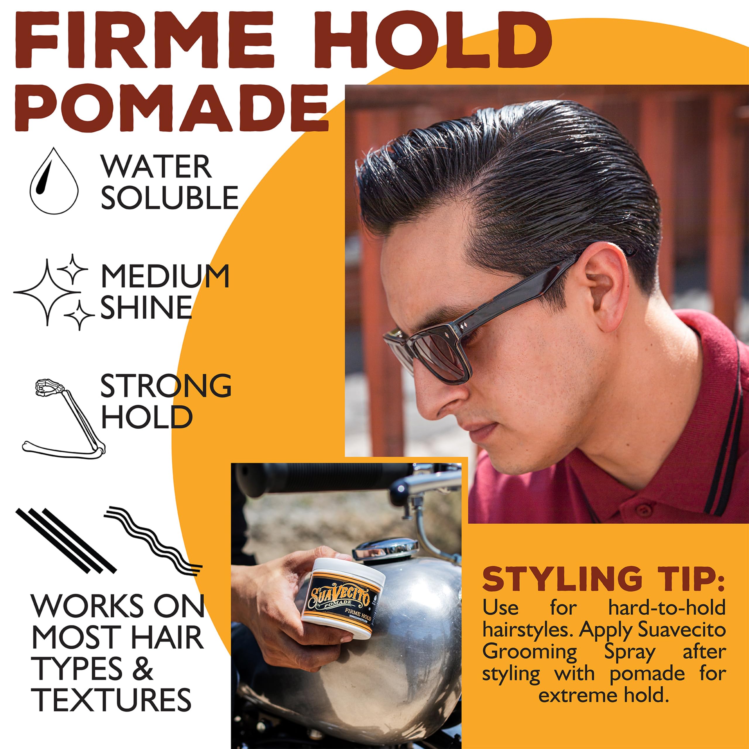 Suavecito Pomade Firme Hold 4 oz – 2 Pack | Strong Hold, Medium Shine, Water-Based