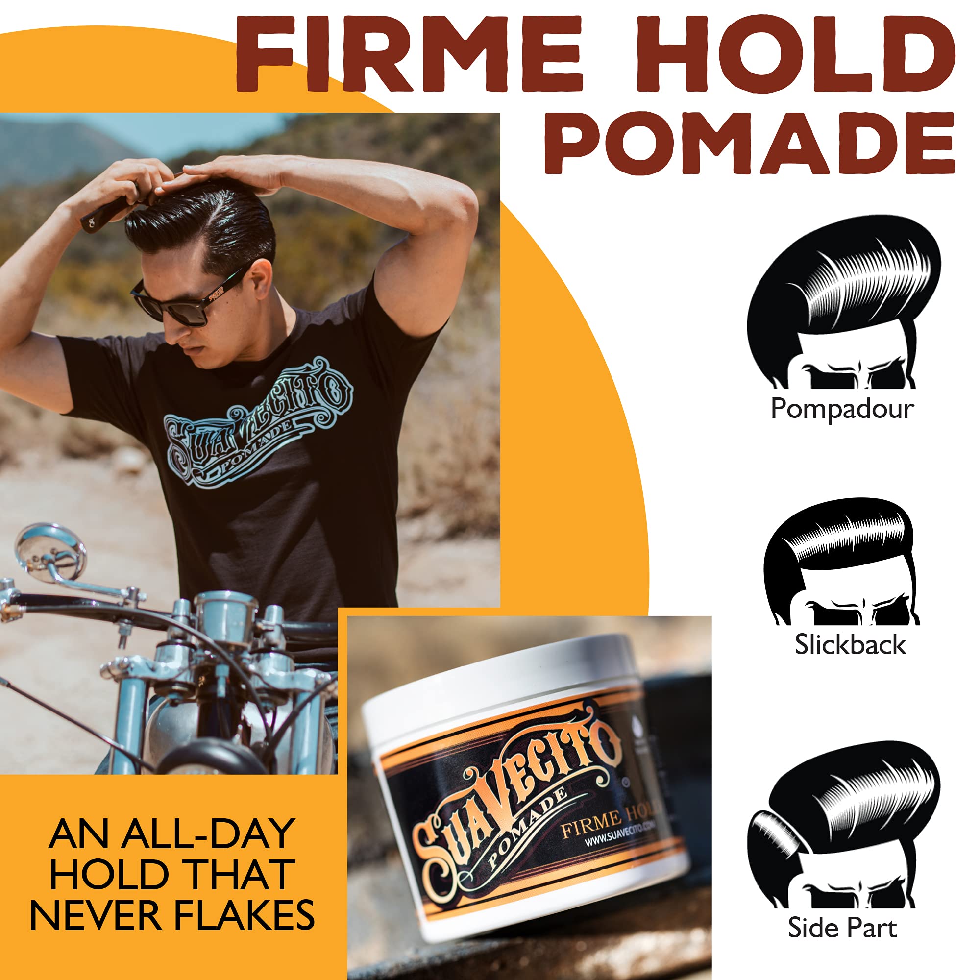 Suavecito Pomade Firme Strong Hold – 5 oz Water-Based, Medium Shine, Flake-Free