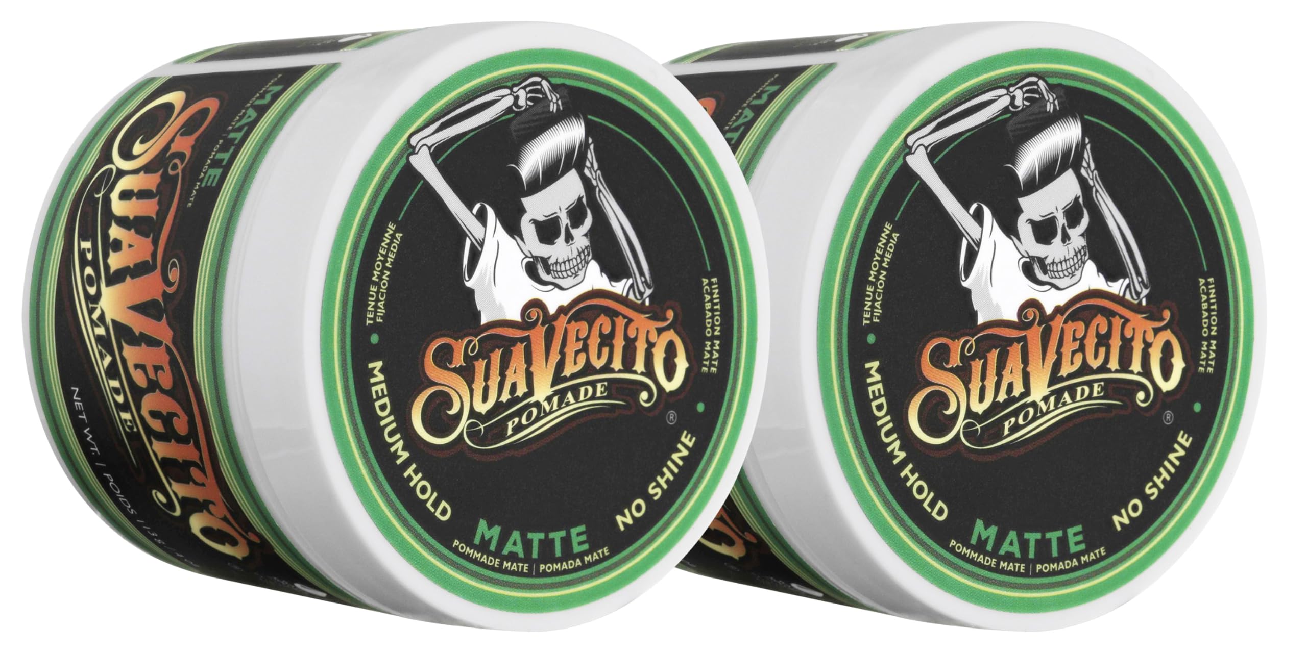 Suavecito Matte Pomade No Shine – 4 oz, 2 Pack | Medium Hold Matte Hair Paste for Men