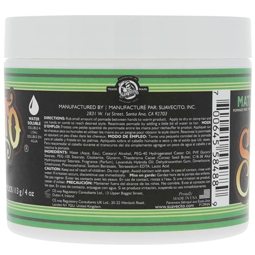 Suavecito Matte Pomade No Shine – 4 oz, 2 Pack | Medium Hold Matte Hair Paste for Men