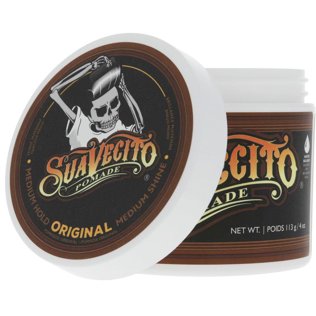 Suavecito Original Pomade – Medium Hold, Water-Based, 8 oz, 2-Pack