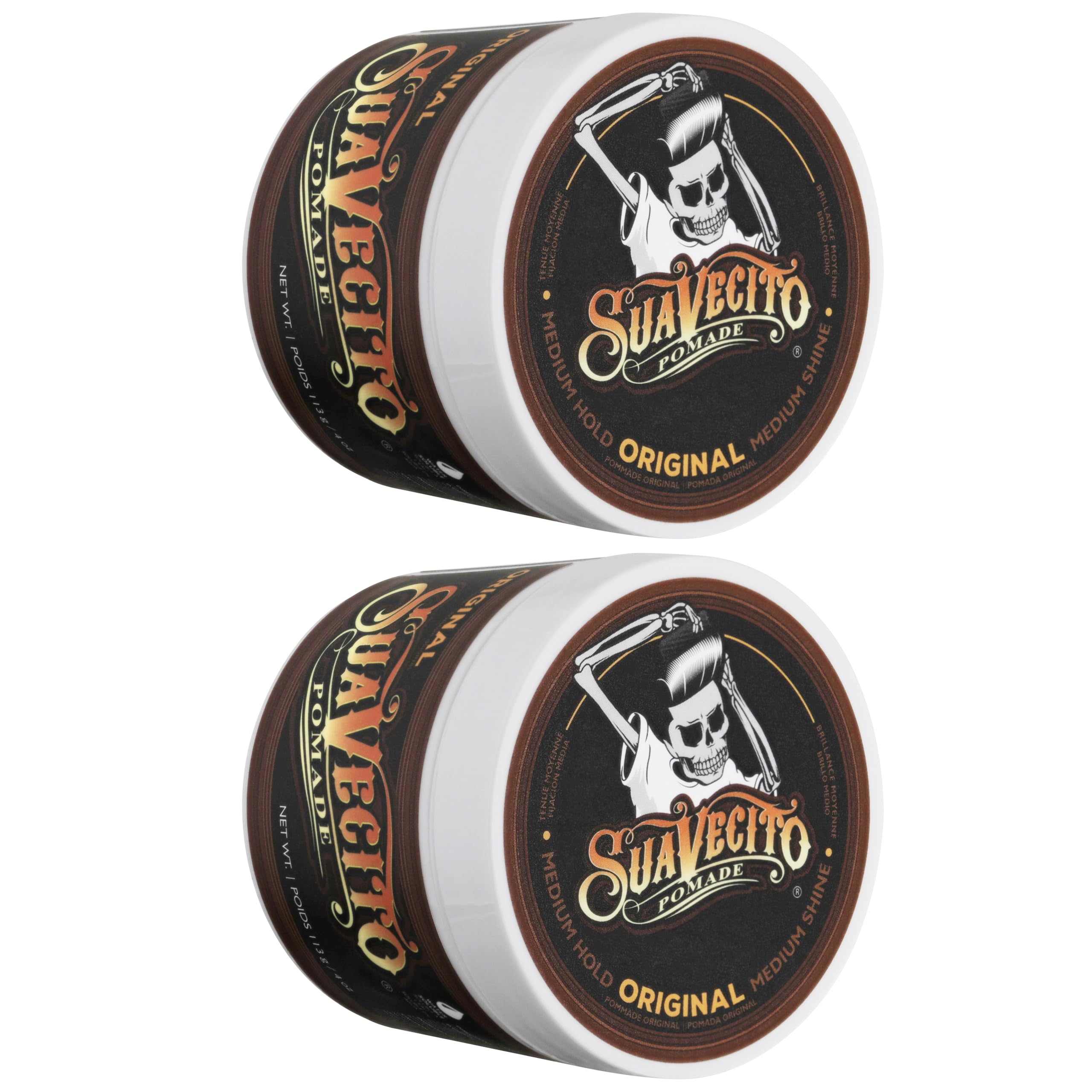 Suavecito Original Pomade – Medium Hold, Water-Based, 8 oz, 2-Pack