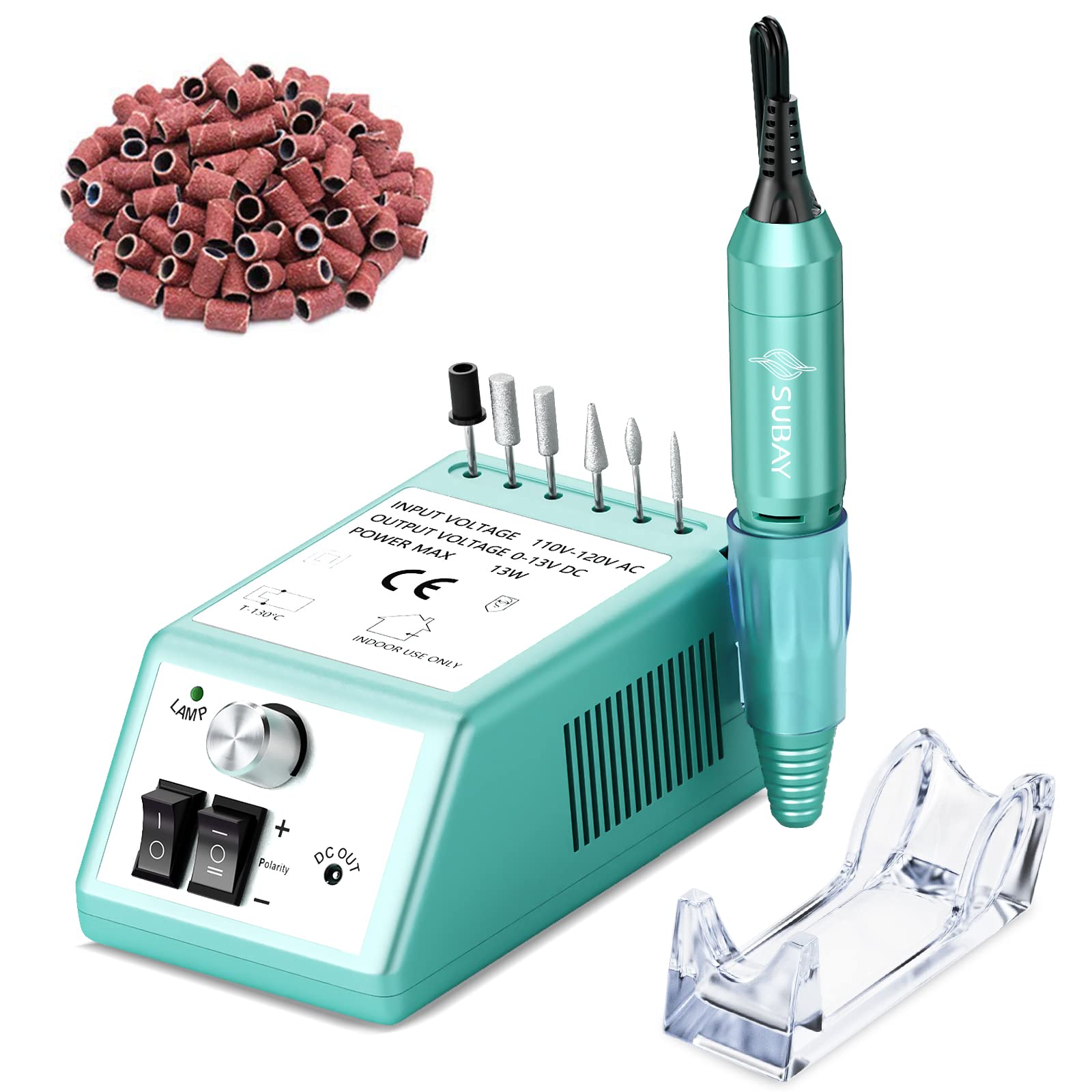 SUBAY Professional Nail Drill Kit – 0–20,000 RPM, Vented Handpiece, 6-Hole Bit System