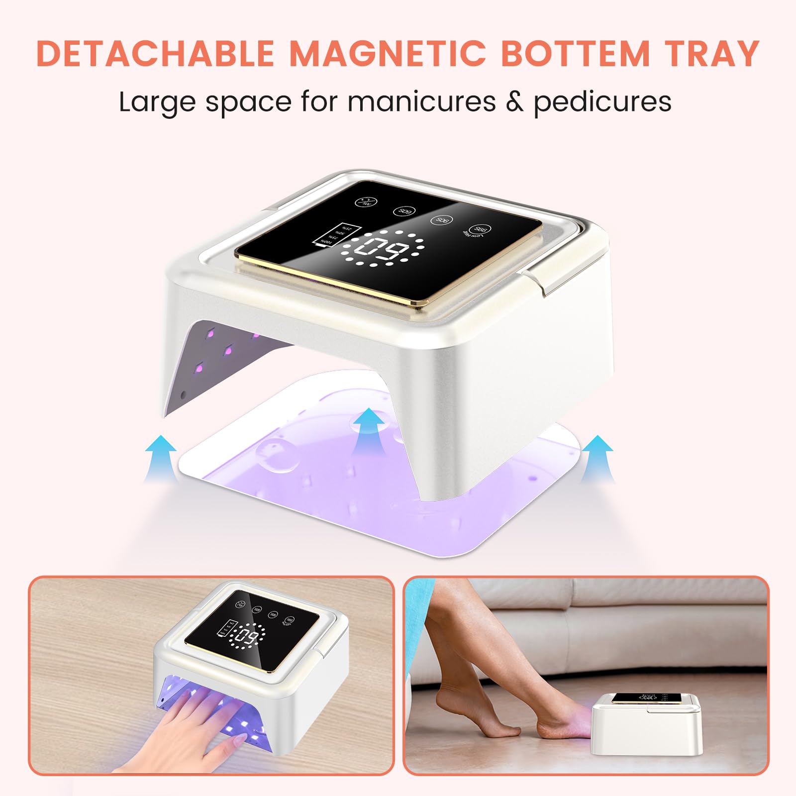 SUBAY UV Nail Lamp 108W – Cordless Gel Curing, 36 Beads, 4 Timer Modes, Auto Sensor (White)