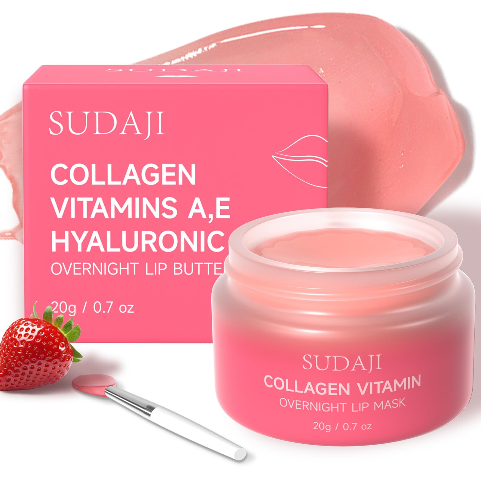SUDAJI Collagen Lip Mask – Hydrating Lip Balm with Hyaluronic Acid & Vitamins A & E (0.7 oz)