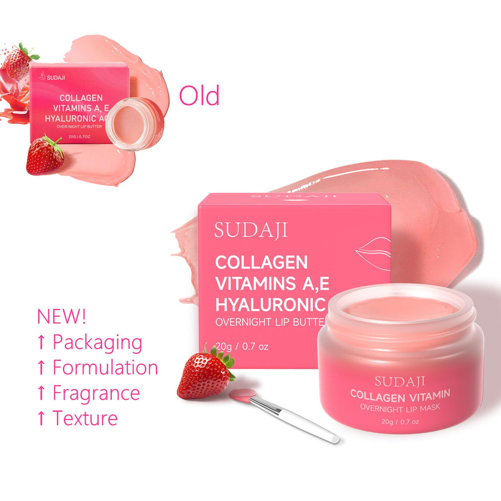 SUDAJI Collagen Lip Mask – Hydrating Lip Balm with Hyaluronic Acid & Vitamins A & E (0.7 oz)