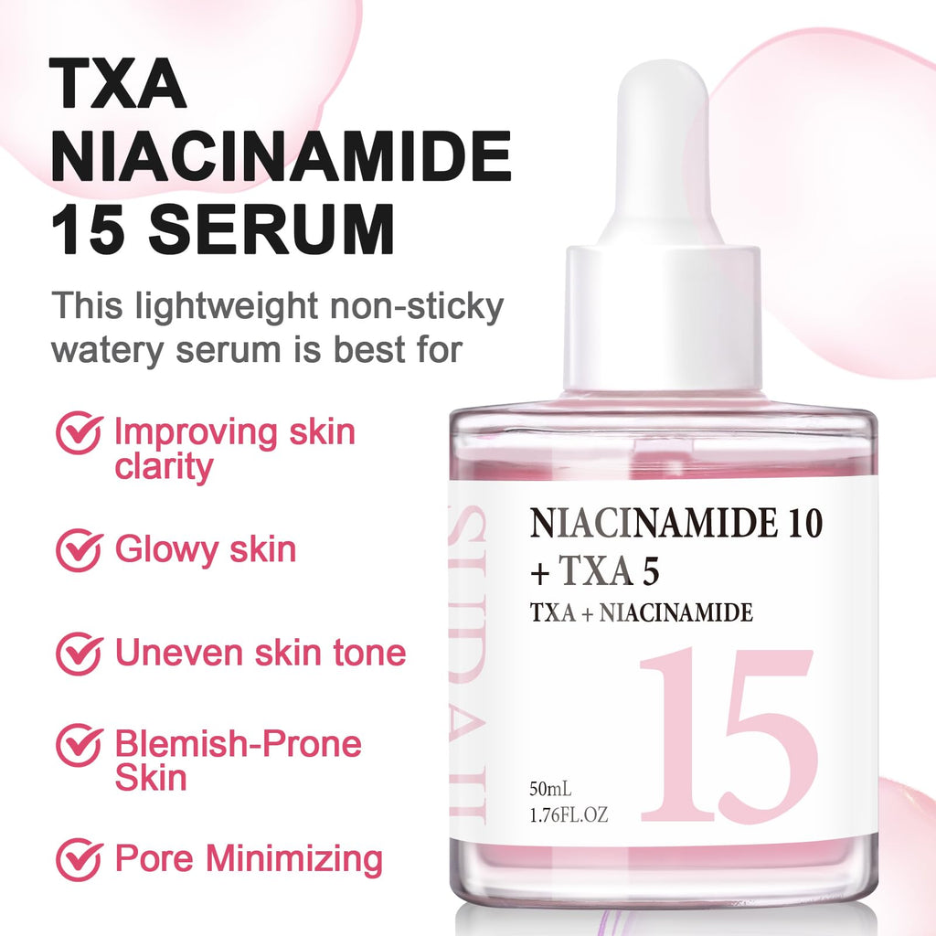 SUDAJI TXA + Niacinamide 15% Serum | Glow Facial Serum with Hyaluronic Acid