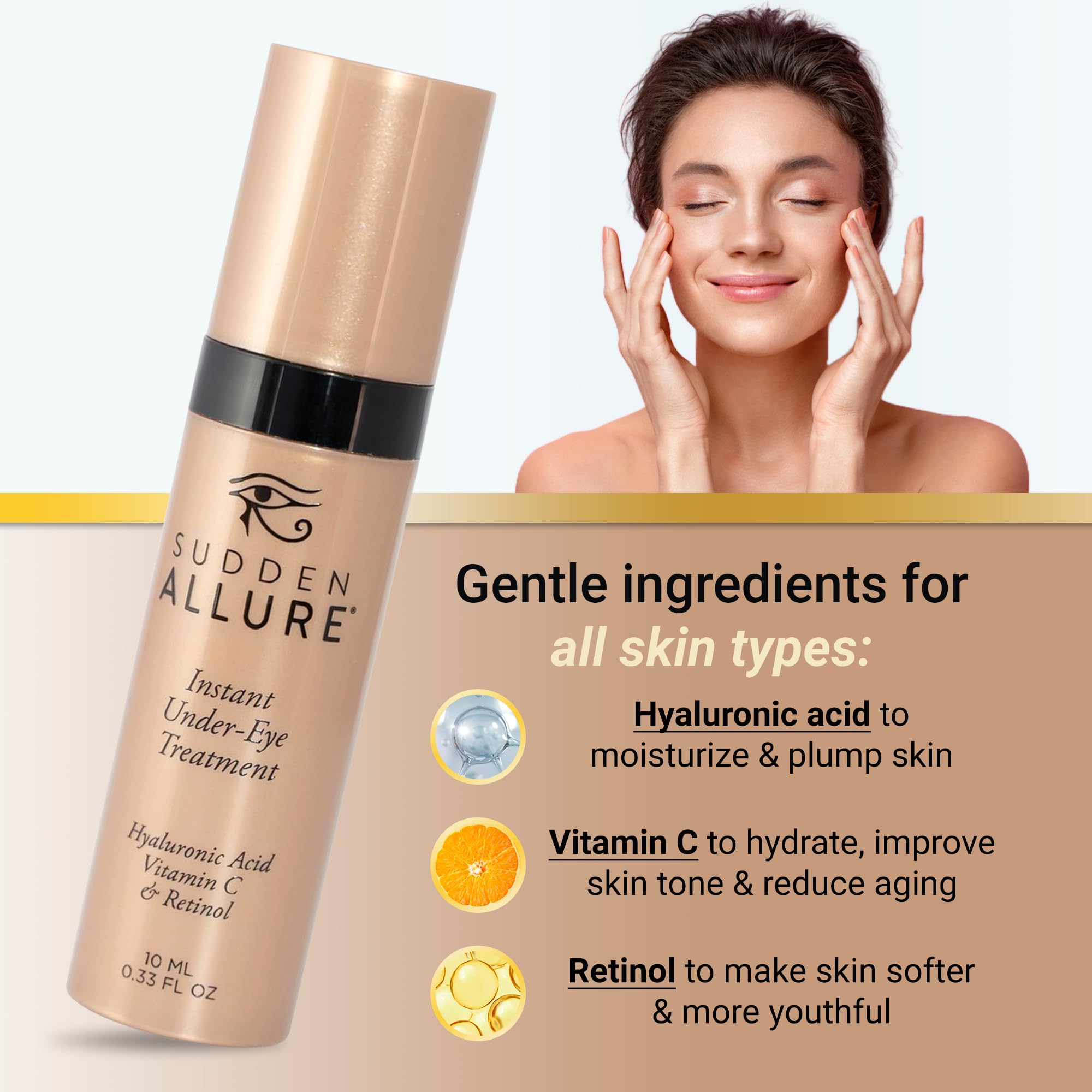 Sudden Allure Instant Under Eye Treatment Serum – Tighten, Lift & Brighten (2x10ml, Made in USA)
