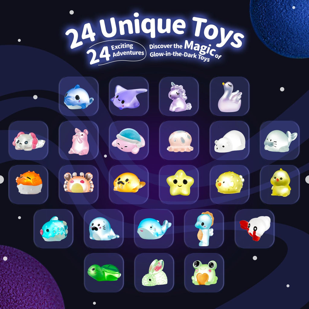 SudsyRoar Bath Bombs for Kids – 24 Surprises, Glow-in-The-Dark Toys