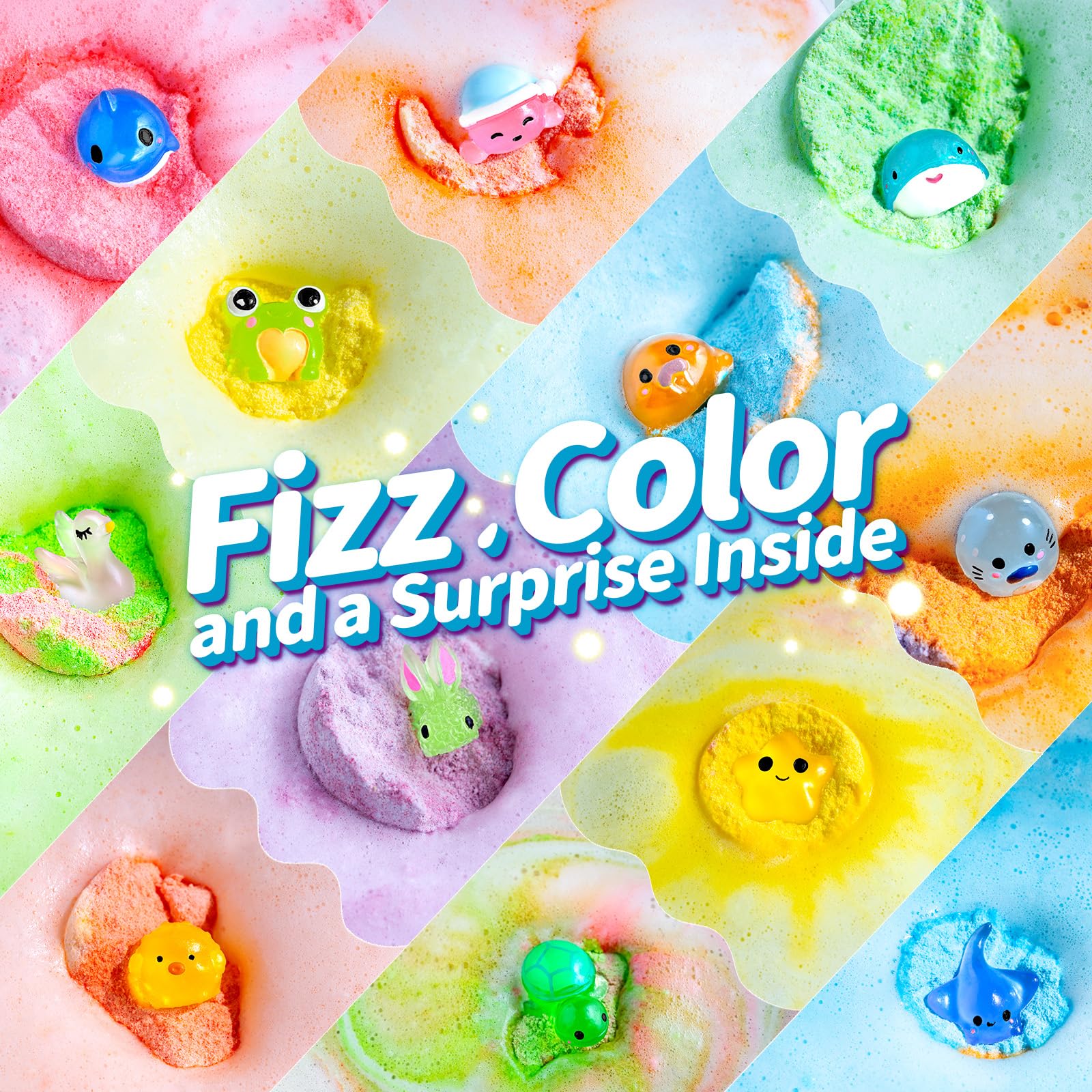 SudsyRoar Bath Bombs for Kids – 24 Surprises, Glow-in-The-Dark Toys