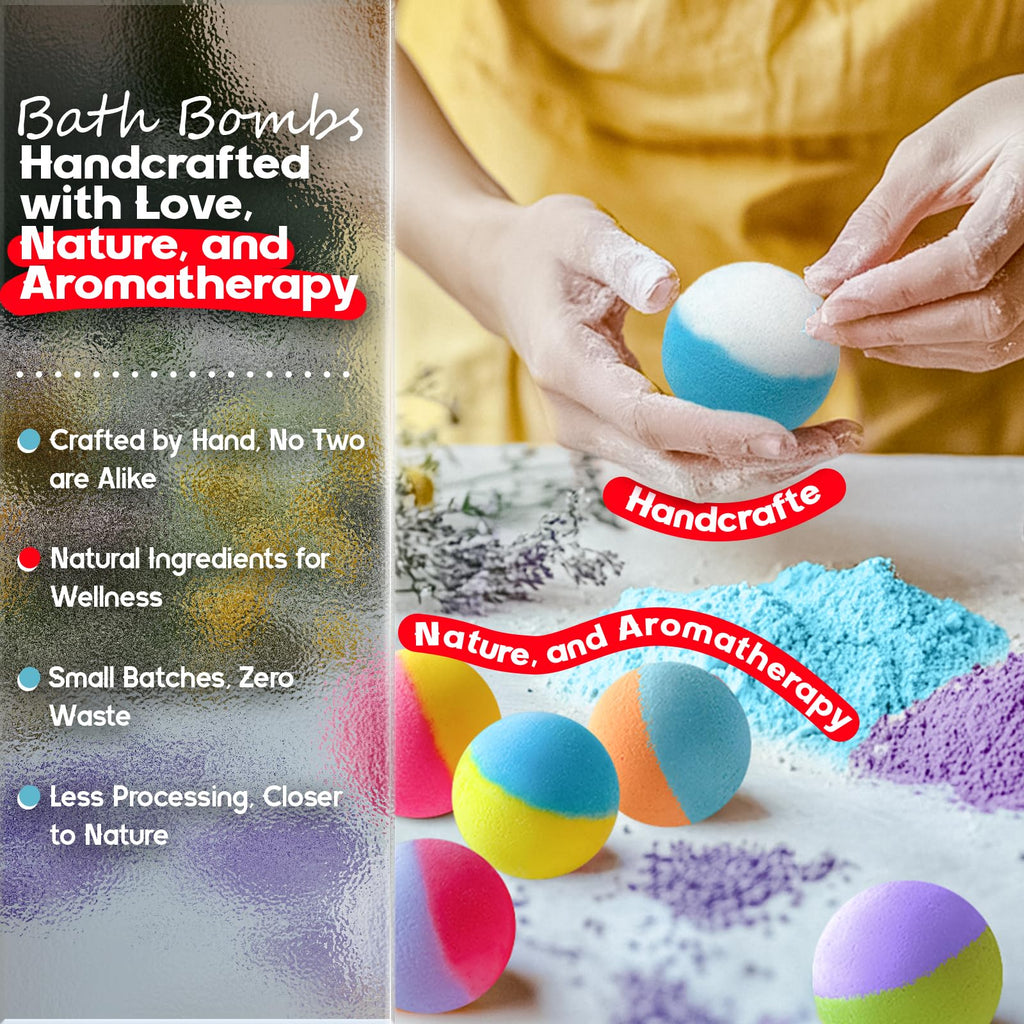 SudsyRoar 64 Pack Natural Bath Bombs Bulk Set – 8 Scents, Organic Ingredients, Long-Lasting Bubbles