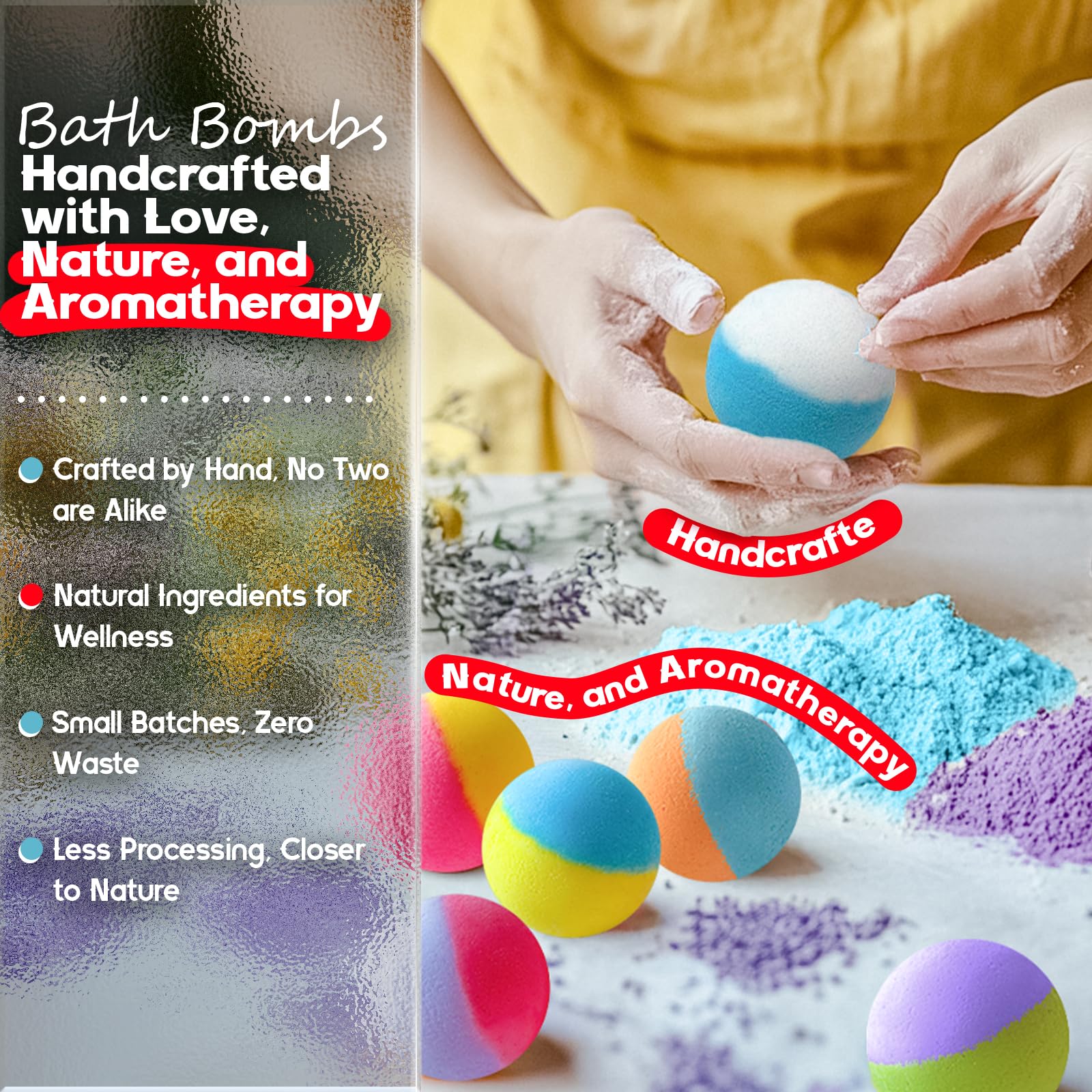 SudsyRoar 64 Pack Natural Bath Bombs Bulk Set – 8 Scents, Organic Ingredients, Long-Lasting Bubbles
