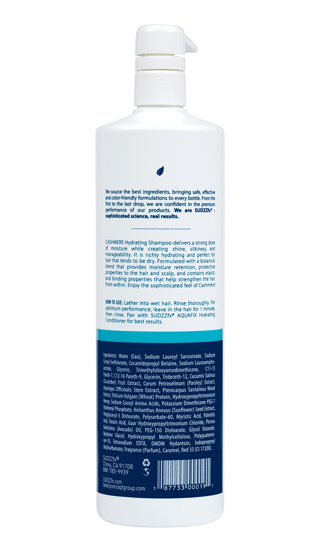 SUDZZFX Cashmere Hydrating Shampoo, 34 fl oz — Color Safe, Sulfate Free, Paraben Free