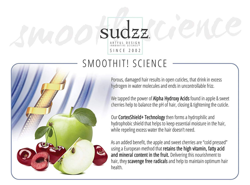 SUDZZFX Smooth Taming Shampoo – Frizz Control & Moisture for All Hair Types, Sulfate Free, 33.8 fl oz