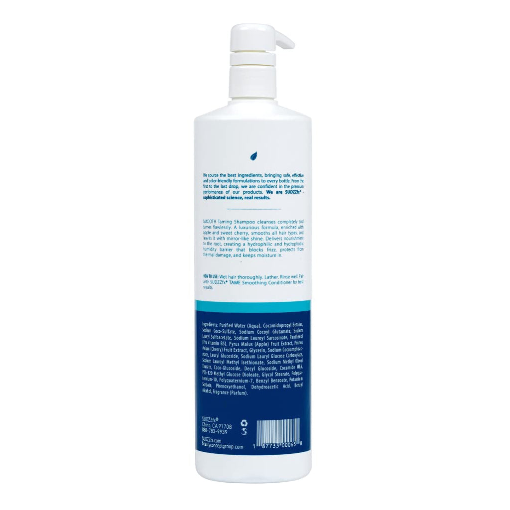 SUDZZFX Smooth Taming Shampoo – Frizz Control & Moisture for All Hair Types, Sulfate Free, 33.8 fl oz
