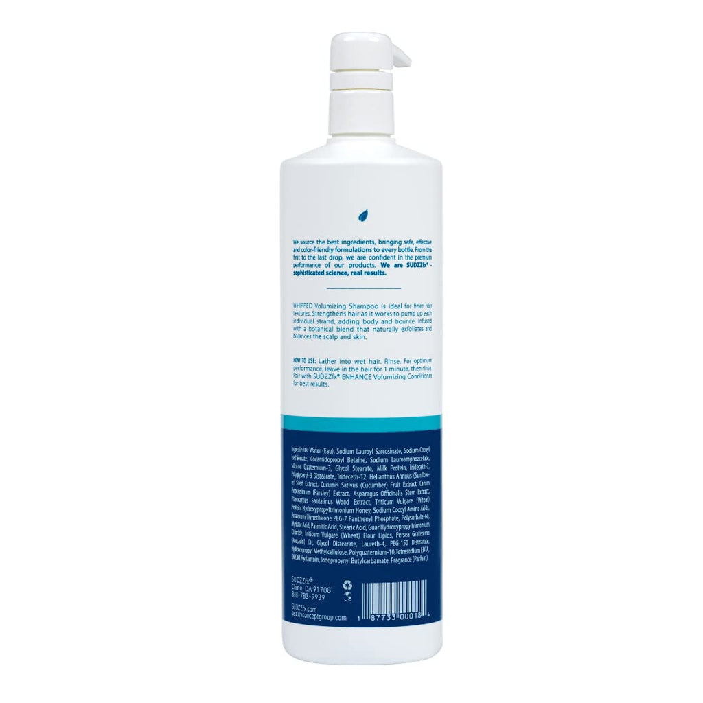 SUDZZFX Whipped Volumizing Shampoo – Sulfate-Free, Paraben-Free | 33.8 oz
