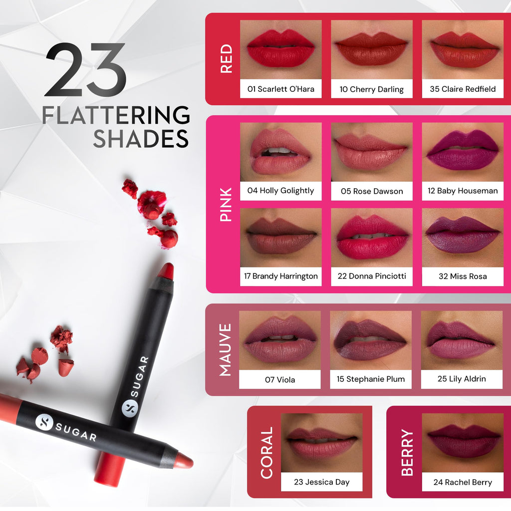 SUGAR Cosmetics Matte as Hell Crayon Lipstick – 8+ Hour Wear, Sharpener Included, 2.8 g, Shade 35 Claire Redfield