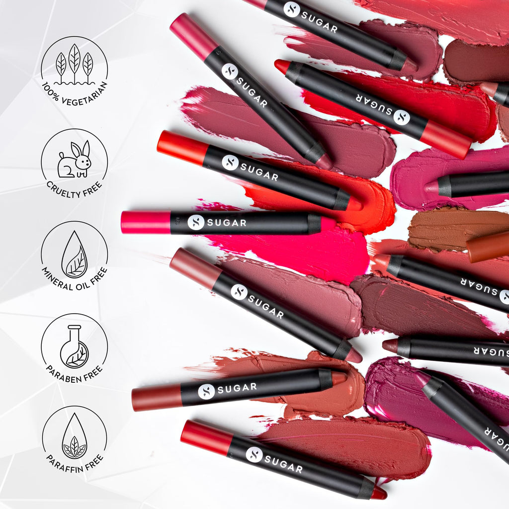 SUGAR Cosmetics Matte as Hell Crayon Lipstick – 8+ Hour Wear, Sharpener Included, 2.8 g, Shade 35 Claire Redfield