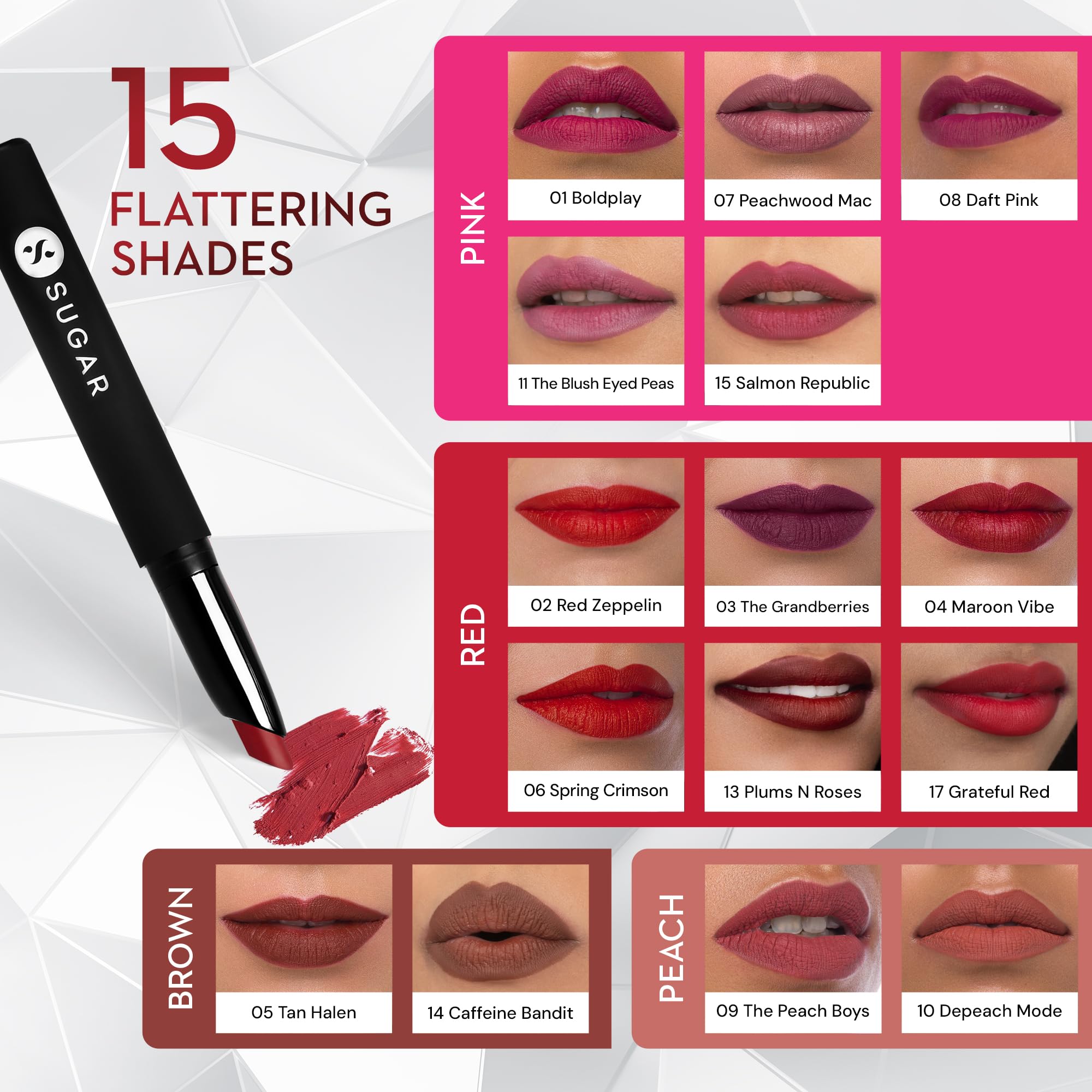 SUGAR Matte Attack Transferproof Lipstick – Maroon Vibe (Dark Red)