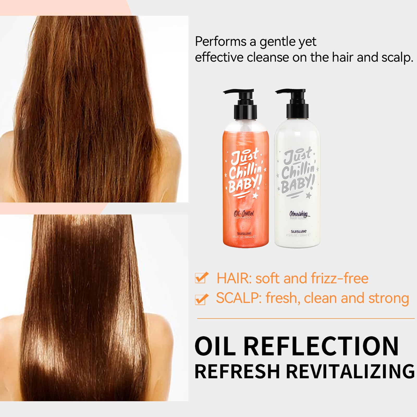 Suisuaie Clarifying Shampoo & Conditioner Set for Greasy Hair – Buildup & Dry Ends | 32.4 Fl Oz