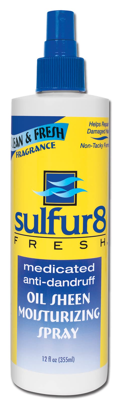 Sulfur 8 Fresh Oil Sheen Medicated Anti-Dandruff Spray 12 oz – Lightweight Dandruff Control & Fresh Fragrance (Pack of 3)