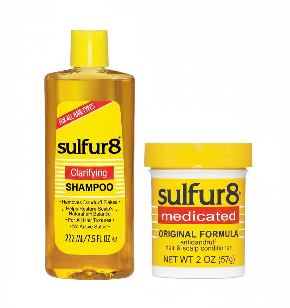 Sulfur8 Anti-Dandruff Shampoo & Conditioner Duo – Medicated Flake Control & Itch Relief, 7.5 oz + 2 oz