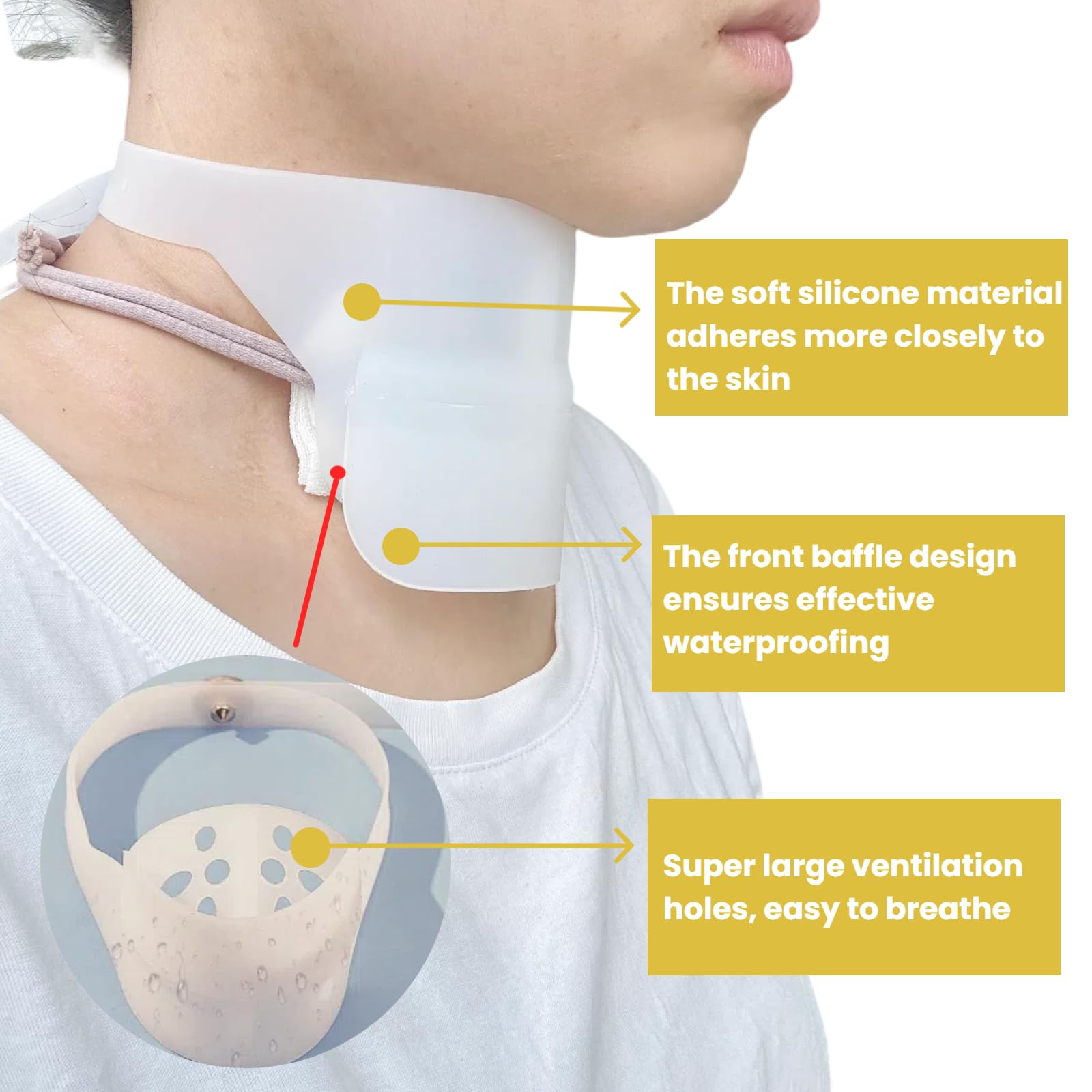 Sulieschen Stoma Guard Tracheostomy Shower Cover – Waterproof Silicone Neck Protection, Adjustable Fit