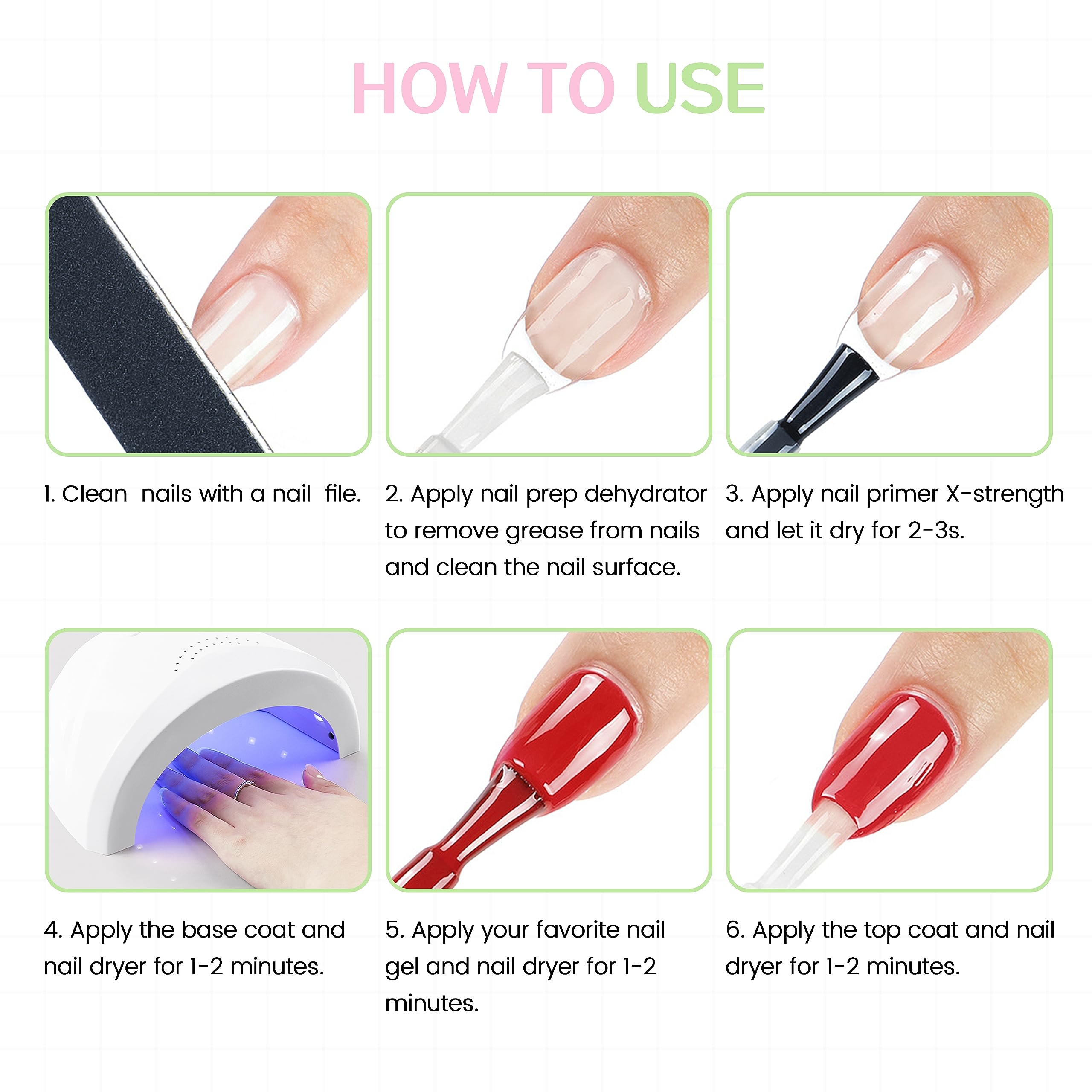 SULLMAR 15ml Nail Prep Dehydrator & X-Strength Primer Set — Bonding Kit with Cuticle Oil & Strengthener