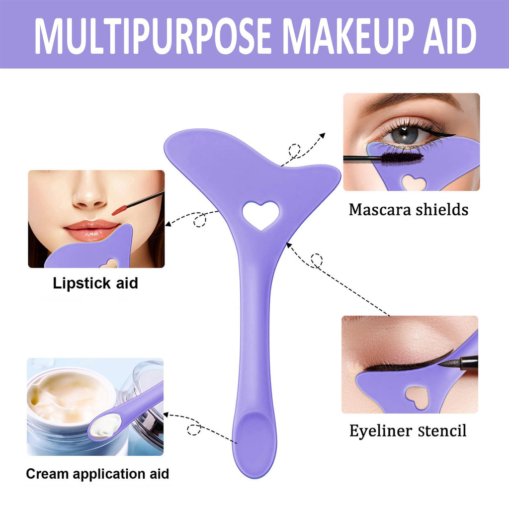 SUMEITANG All In One Eye Makeup Stencil Tool Set – Reusable Mascara Shield & Eyeliner Guide
