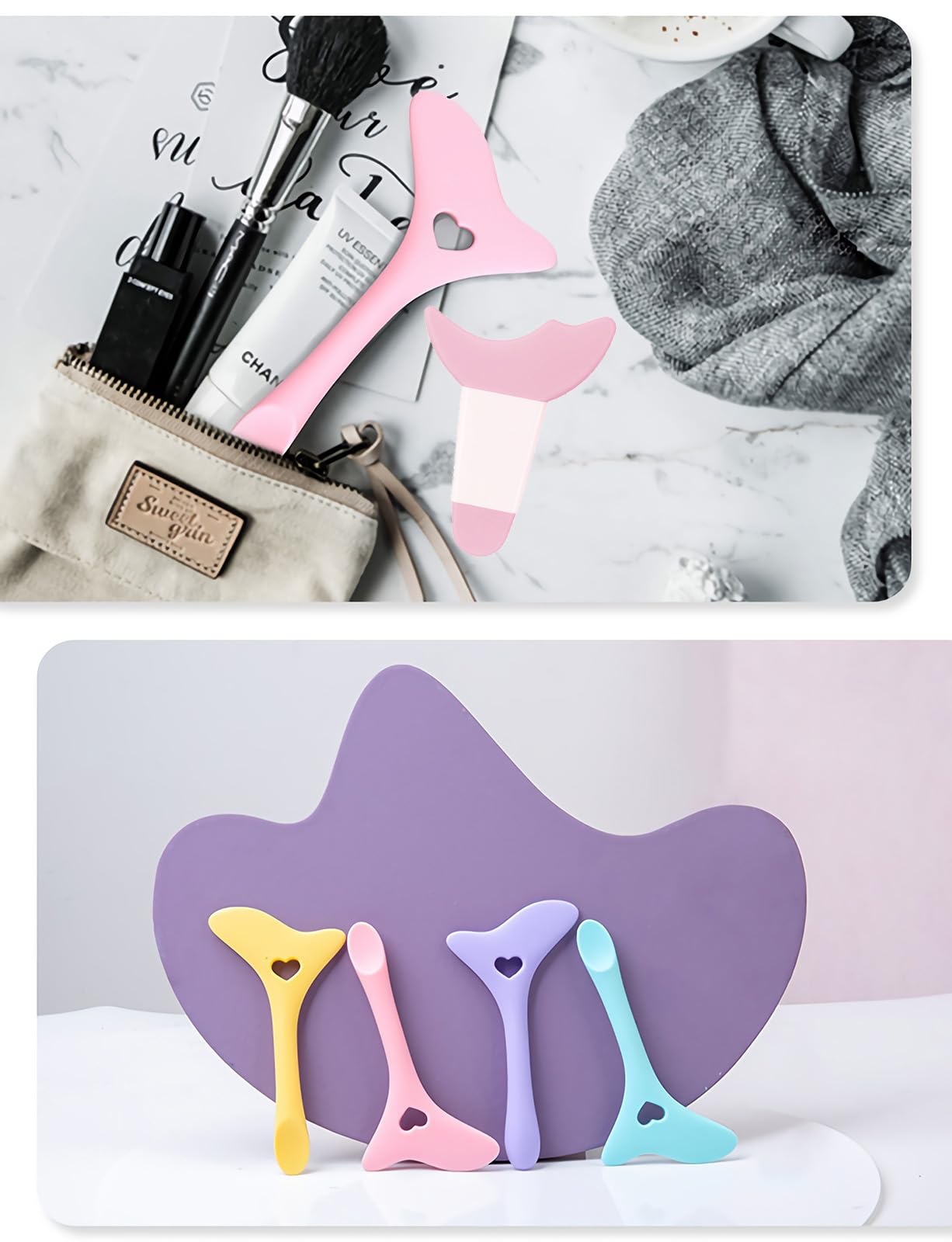 SUMEITANG All In One Eye Makeup Stencil Tool Set – Reusable Mascara Shield & Eyeliner Guide