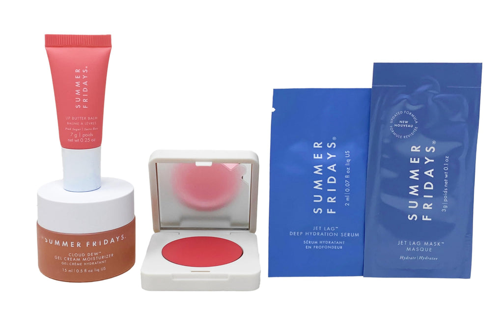 Summer Fridays The Dewy Pink Set – Gel Cream Moisturizer, Lip Balm Pink Sugar, Bush Butter Balm Pink Sunset