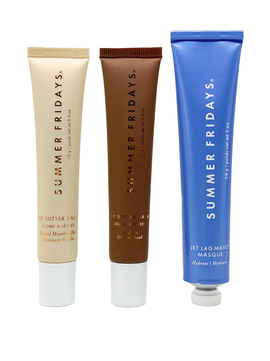 Summer Fridays The Holiday Trio: Jet Lag Mask Mini + Lip Butter Balms in Toasted Marshmallow & Hot Cocoa