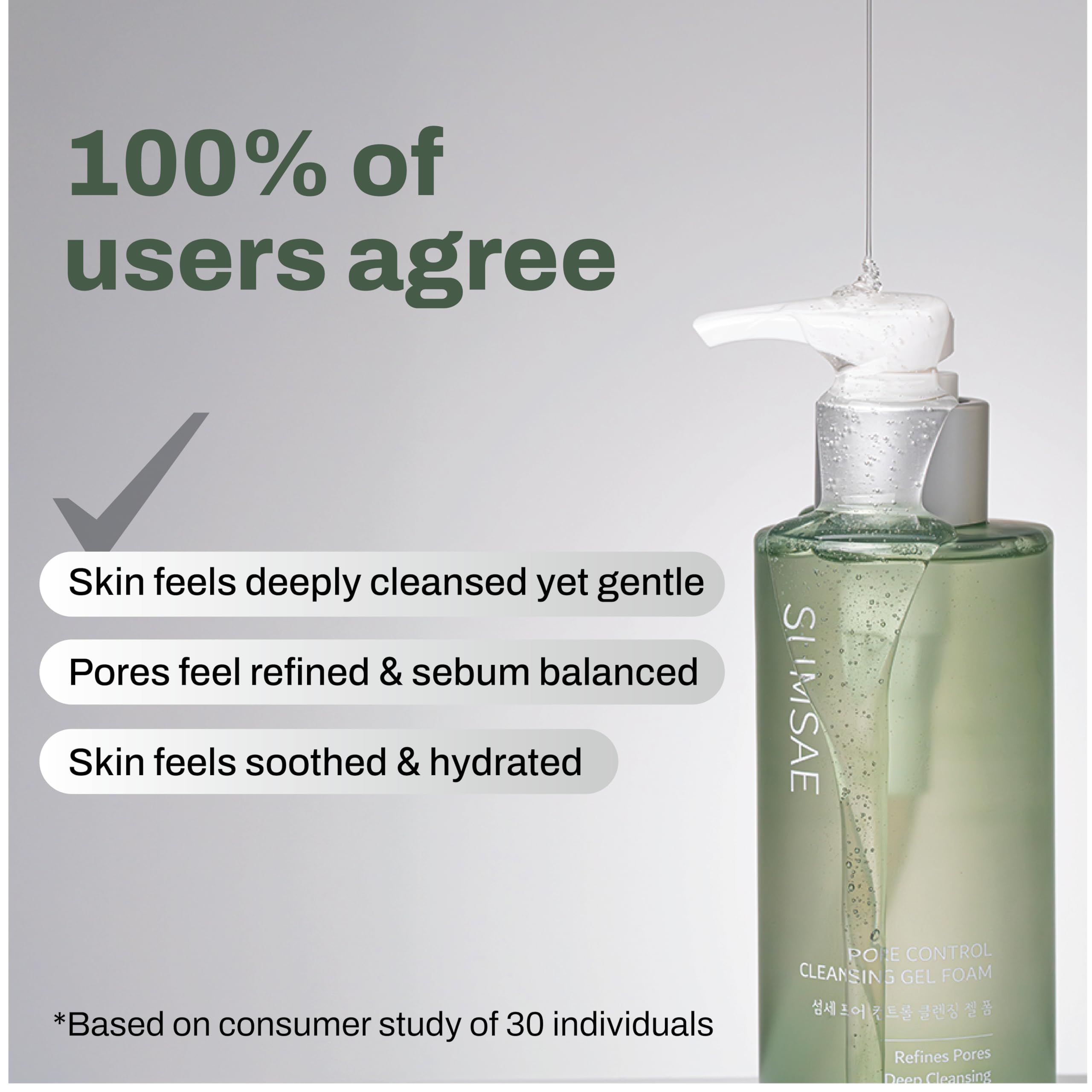 SUMSAE Pore Control Gel-to-Foam Cleanser – Green Tea & Chestnut Shell, Oil Control, 155ml